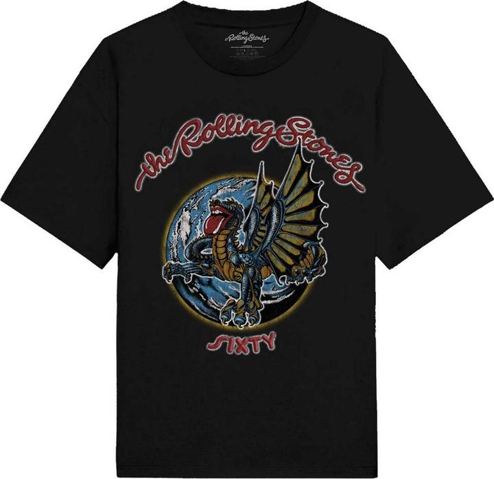 The Rolling Stones Unisex Adult Sixty Dragon Globe Foil Cotton T-Shirt (XXL)