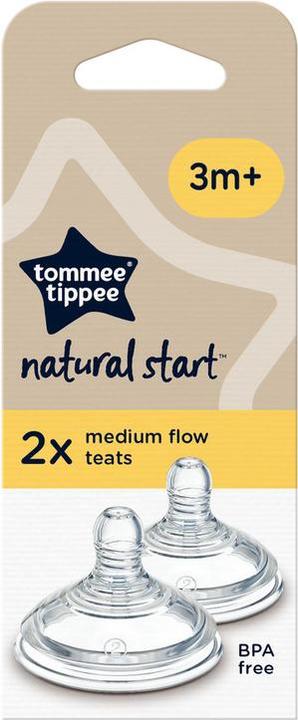 Actual product image Tommee Tippee Easi-Vent Teat Baby Bottle Attachment Round Medium Flow (2 x, from 3 M.)
