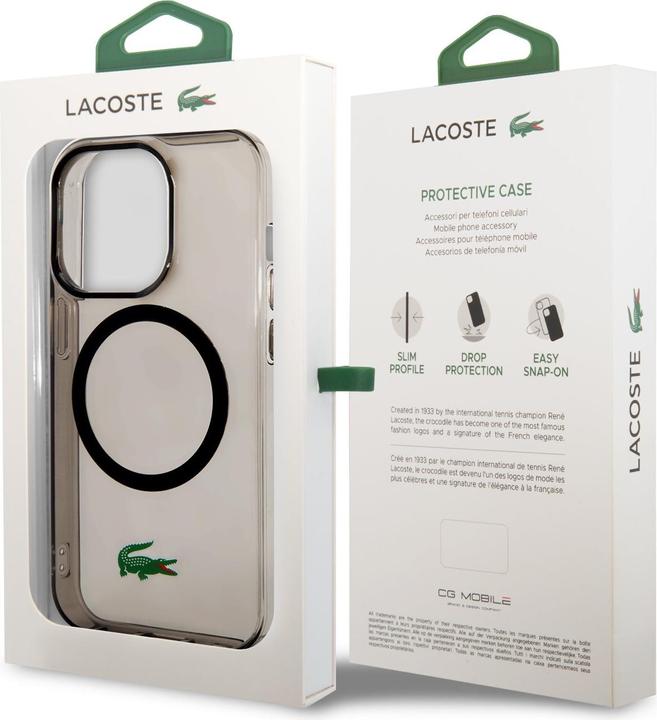 Immagine prodotto Lacoste LCHMP14XULOK Custodia rigida per iPhone 14 Pro Max 6,7" in pelle/nero Trasparente MagSafe (Apple iPhone 14 Pro Max)