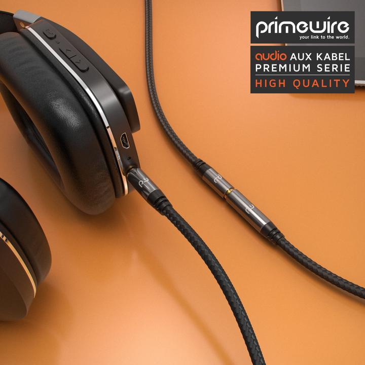 Immagine prodotto Primewire Prolunga del cavo jack AUX, cavo di collegamento audio, accoppiamento con guaina in nylon, jack a (7.50 m, Connettore da 3,5 mm (AUX))