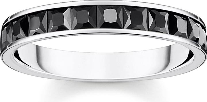 Thomas Sabo Ring mit Schwarzen Steinen Pavé Silber (56, 925 Silber)
