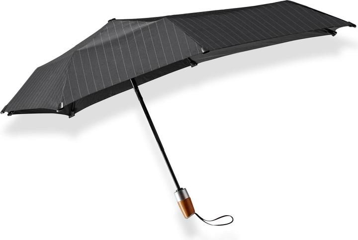 Senz Mini Automatic Deluxe Foldable Storm Regenschirm, Pin Stripes Schwarz