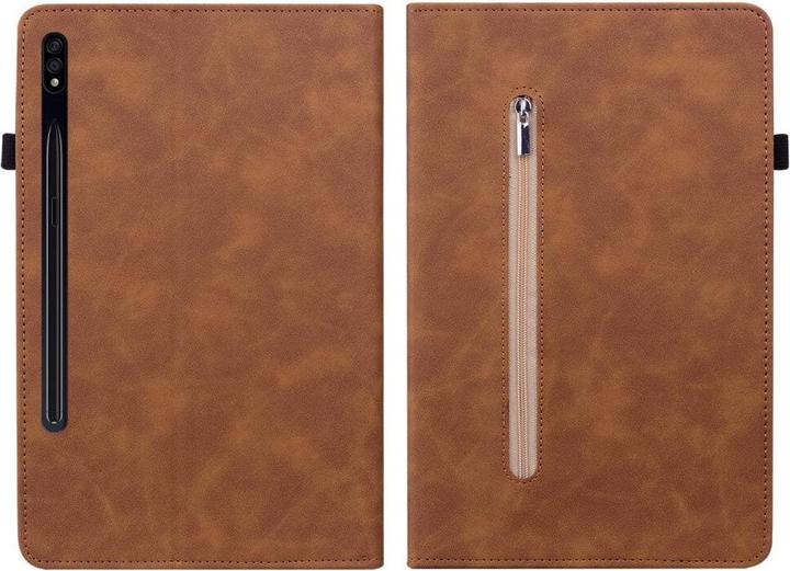 Cover-Discount Galaxy Tab S9+ - Schutzhüllle mit Zipper Tasche braun (Galaxy Tab S9+, Galaxy Tab S10+, Galaxy Tab S9 FE)