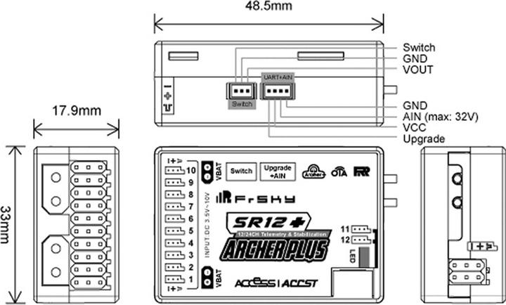Actual product image FrSky Empfänger Archer Plus SR12+ 2,4Ghz
