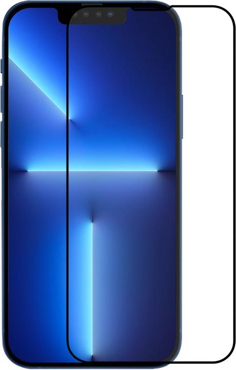 PhoneLook 3D Tempered Glass Full Screen Display Schutzglas mit schwarzem Rahmen (1 Stück, Realme 12 Pro+, Apple iPhone 12)