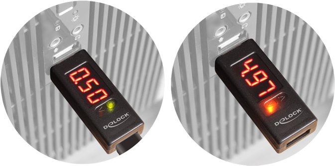 Actual product image Delock USB ammeter adapter with LED display (USB 2.0, 2.20 cm)