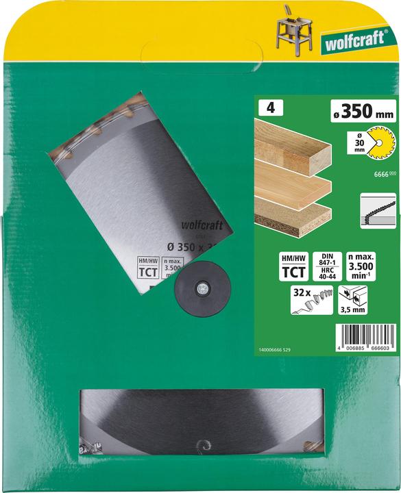 Produktbild wolfcraft wolfcraft 1 Tisch-Kreissägebl. HM, 24 Zähne ø250mm
