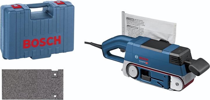 Produktbild Bosch Professional Bandschleifer GBS 75 AE, mit Koffer, Gewebeschleifband, Staubsack, Grafitplatte (Bandschleifer, 750 W)