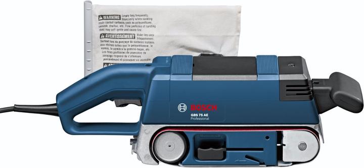 Produktbild Bosch Professional Bandschleifer GBS 75 AE, mit Koffer, Gewebeschleifband, Staubsack, Grafitplatte (Bandschleifer, 750 W)