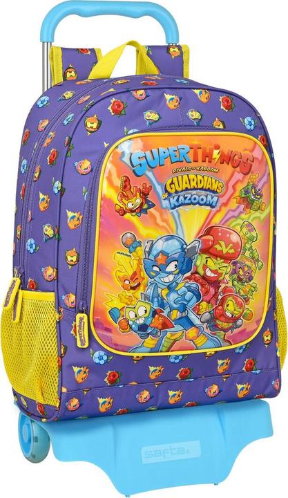Superthings Schulrucksack mit Rädern Guardians of Kazoom Lila Gelb (32 x 42 x 14 cm) (14 l)
