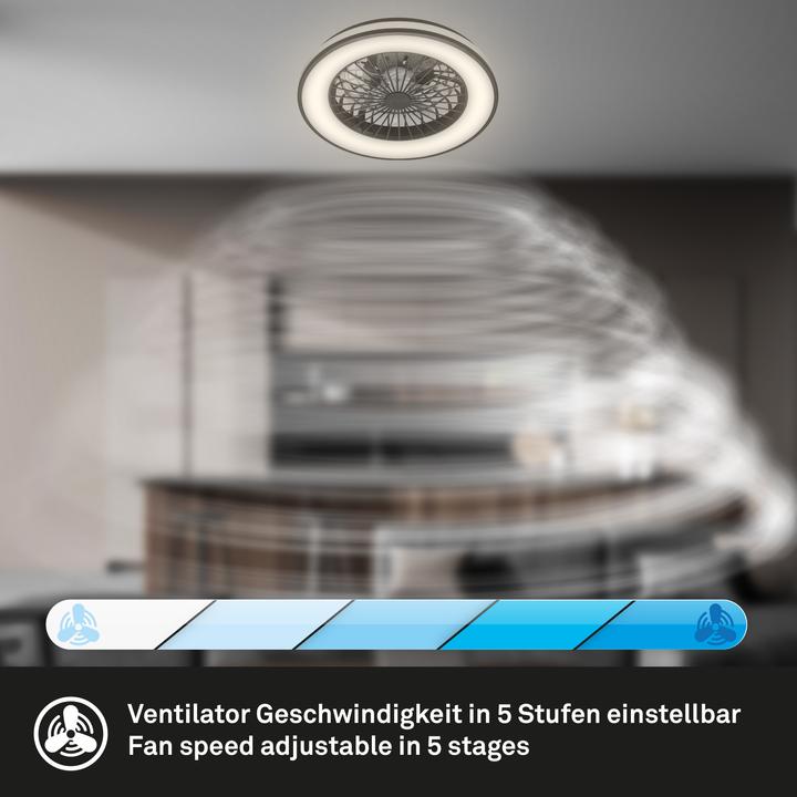 Actual product image Briloner CCT ceiling light with fan, black (5300 lm)