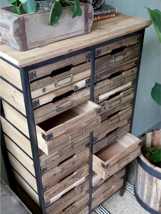Image du produit Chic Antique Commode 16 tiroirs 105 x 61 cm, Nature/noir (61 x 33 x 105 cm)