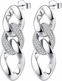 Rosato Long silver earrings with zircons Eva RZEV35