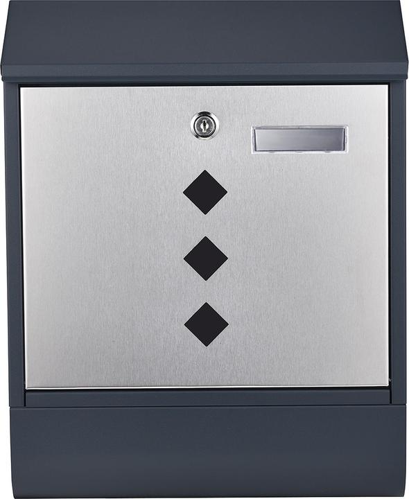 Produktbild Wiltec Briefkasten V36 Anthrazit Edelstahl 305x105x385mm pulverbeschichtet Wand