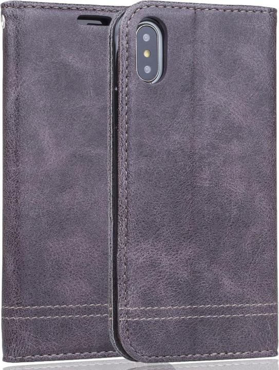 Actual product image König Design Mobile Case Apple iPhone X / 10 Flip Cover Case Protective Cover Wallet Shell Grey (Apple iPhone X)