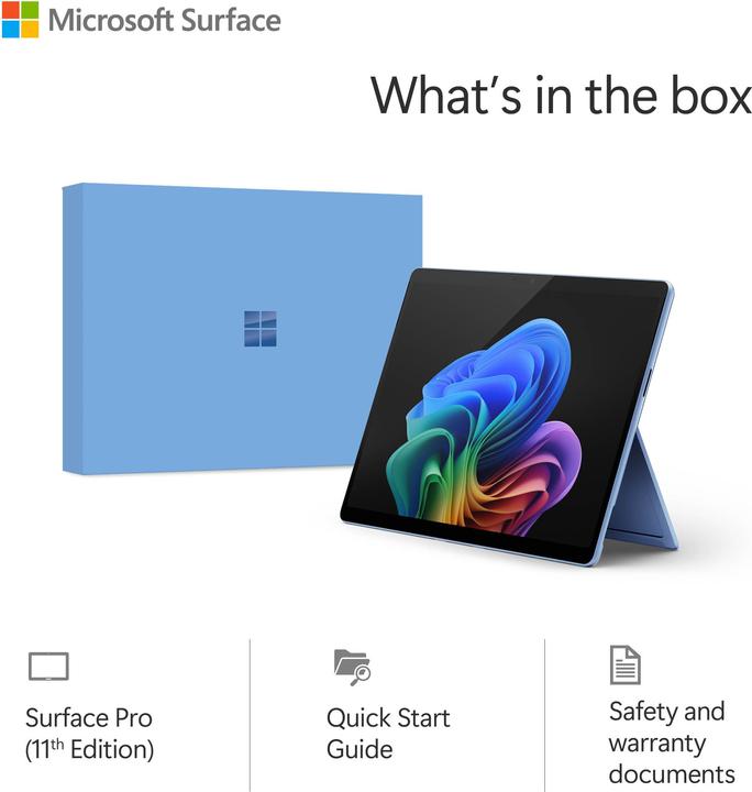 Actual product image Microsoft Surface Pro - Copilot+ PC (power supply sold separately) - 11th Edition (13", Snapdragon X Elite X1E-80-100, 16 GB, 512 GB, Without keyboard layout)