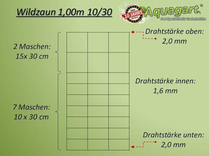 Immagine prodotto Aquagart 200m Wildzaun Forstzaun Weidezaun Drahtzaun Knotengeflecht 100/10/30