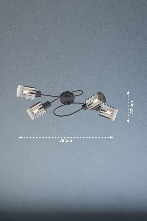 Produktbild Fischer & Honsel Honsel Deckenleuchte Iska - sandschwarz/Glas rauchfarben, zu klar (21321) (4 lm, E14)