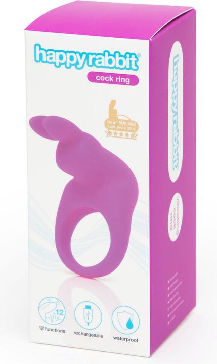 Actual product image Happy Rabbit Rechargeable Vibrating Rabbit Cock Ring Purple (3 cm)