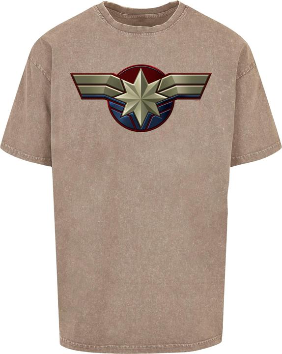 Actual product image Absolute Cult Captain Marvel - Chest Emblem Acid Washed Oversize Tee - 116249 (4XL)