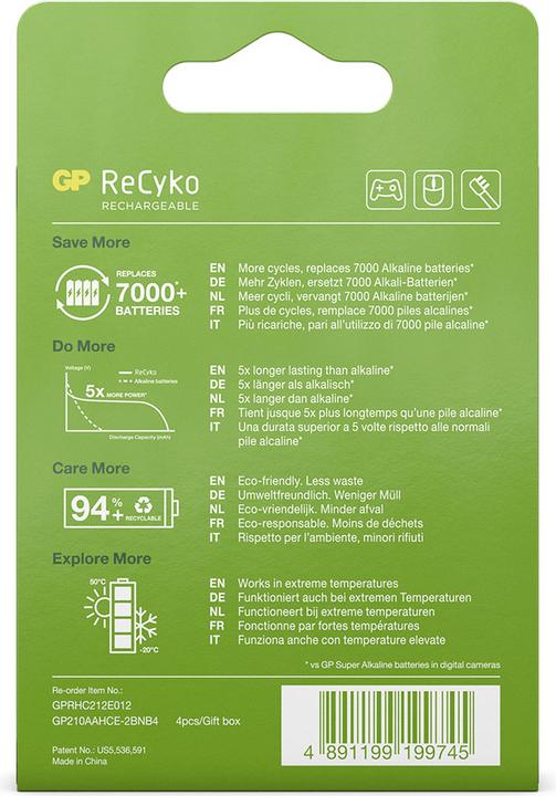 Actual product image GP Batteries ReCyko (4 pcs., AA, 2000 mAh)