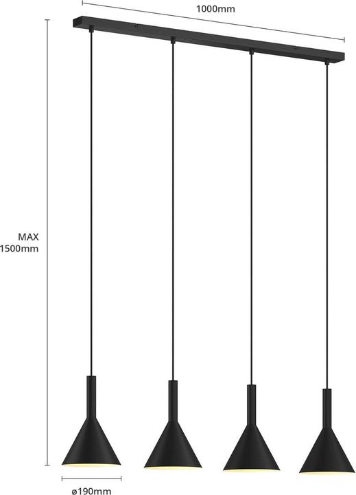 Actual product image Arcchio Tadej 4 pendant light Black/White (E27)