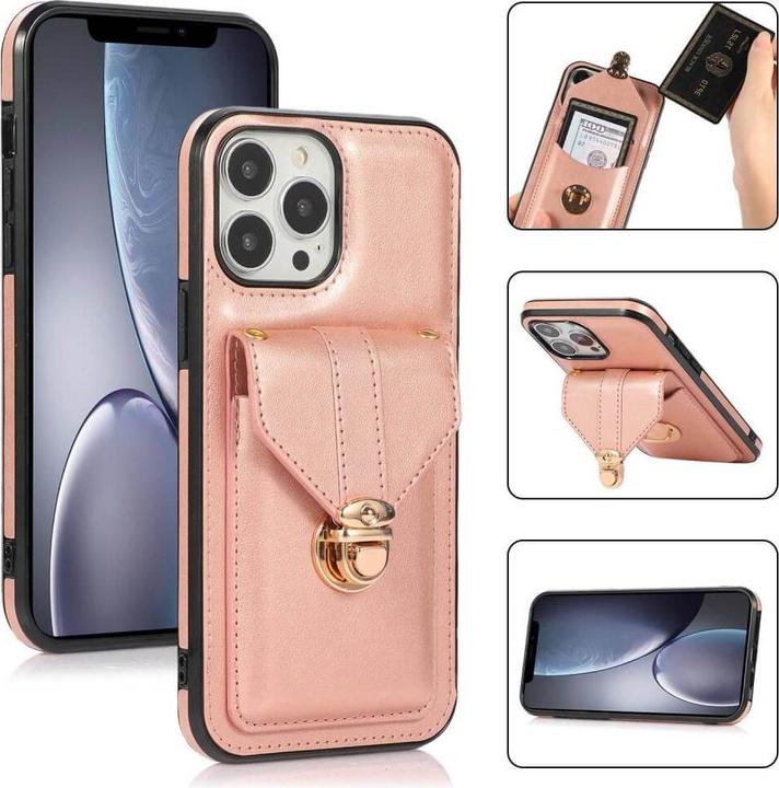 Actual product image Cover-Discount iPhone 14 Pro - Protective Cover Case with Pocket pink (Apple iPhone 14 Pro)