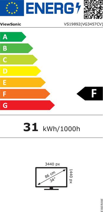 Energie-Label Viewsonic 86,4cm VG3457CV curved 21:9 HDMI/DP/USBC/LAN UWQHD (3440 x 1440 Pixel, 34")