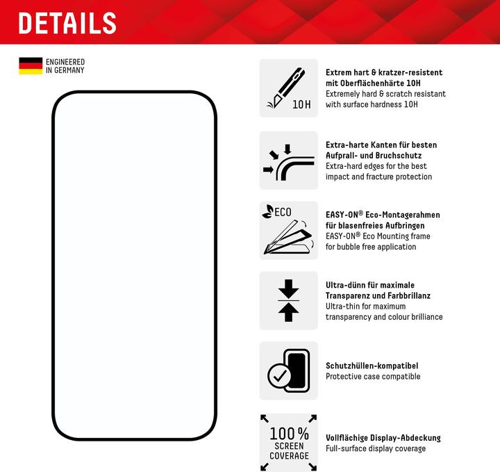 Image du produit Displex Real Glass, Full Cover Panzerglas (1 pièce(s), Apple iPhone 15 Pro Max, Apple iPhone 15 Plus)