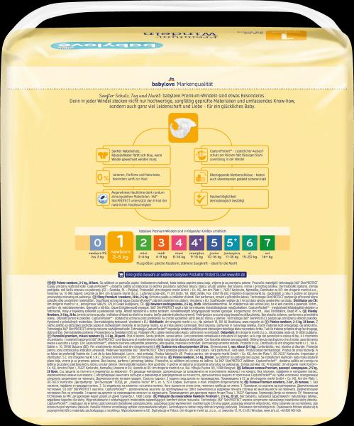 Produktbild dm babylove Premium-Windeln (Gr. 1, Tragepack, 28 Stück)