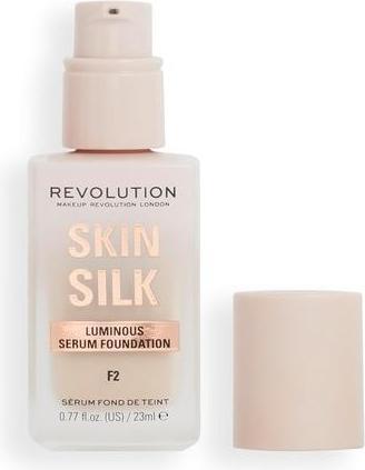 Actual product image Makeup Revolution Skin Silk Serum Foundation Light to Medium Coverage with Hyaluronic Acid F2 23ml (F2)