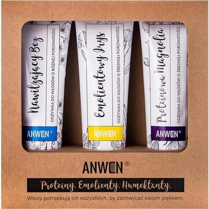 ANWEN SET Odżywki do włosów o średniej porowatości Proteinowa Orchidea 100ml + Emolientowy Irys (Haarpflege set)