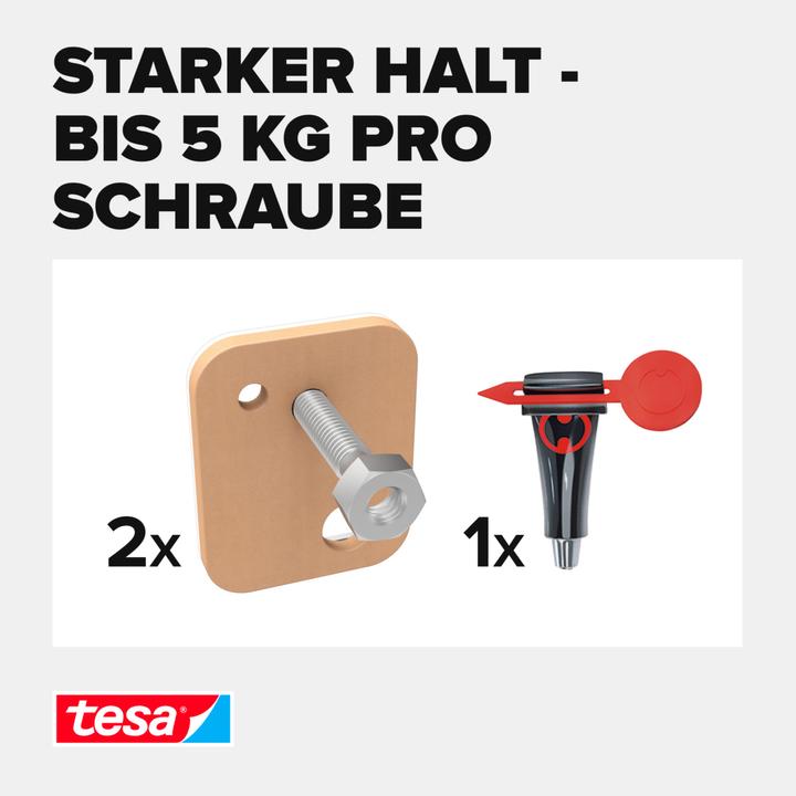 Actual product image tesa Adhesive screw for masonry & stone, square, 5kg holding capacity