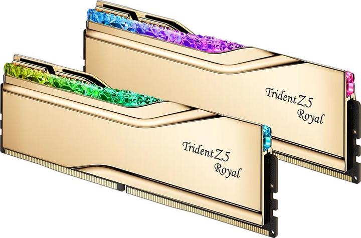 Image du produit G.Skill DIMM 32 Go DDR5-6400 (2x 16 Go) Dual-Kit (or, F5-6400J3039G16GX2-TR5G, Trident Z5 Royal, INTEL XM (2 x 16GB, 6400 MHz, RAM DDR5, DIMM)
