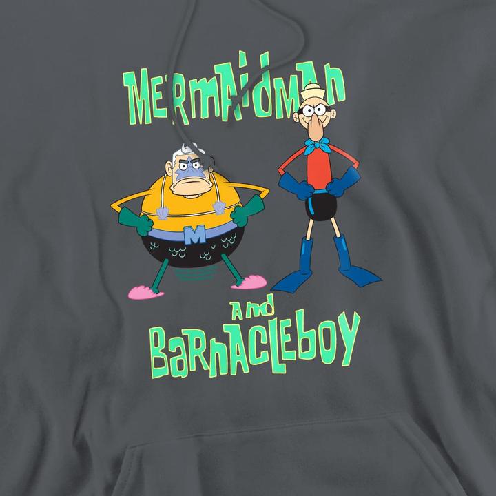 Immagine prodotto Spongebob Squarepants Felpa con Cappuccio L'Uomo Sirena e il Ragazzo Barnacle Uomo (XL)