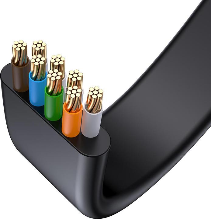 Actual product image Baseus High Speed Six types of RJ45 Gigabit network cable (flat cable)15m Black (UTP, CAT6, 15 m)