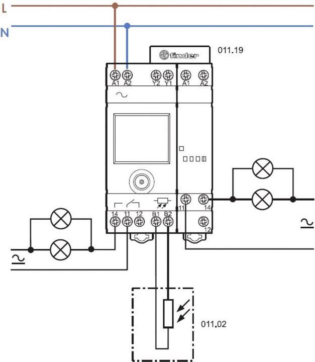 Actual product image Finder Light dependent relay, with timer