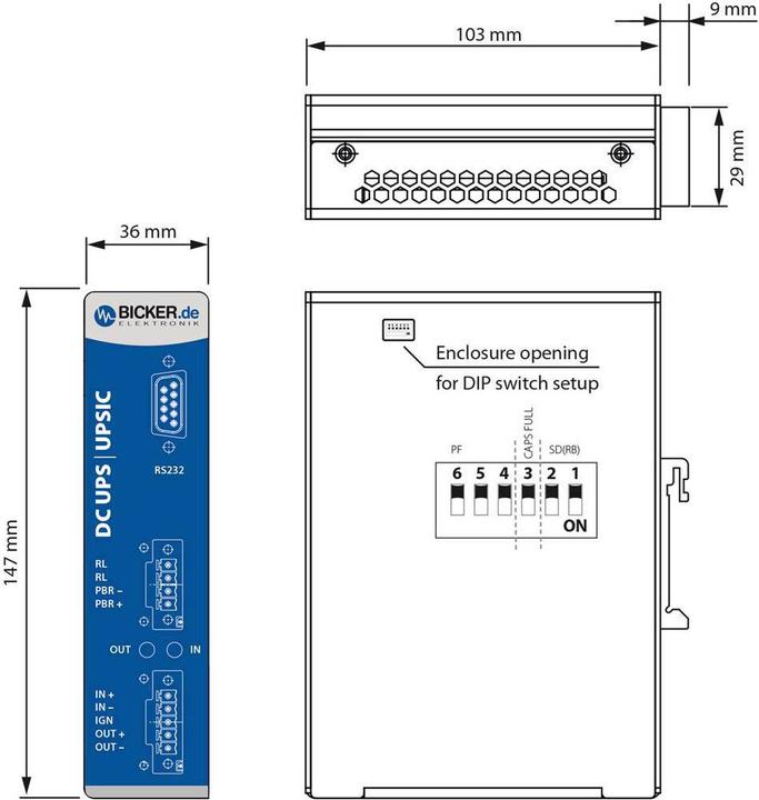 Produktbild Bicker Elektronik Industrielle USV Anlage (DIN Rail) DC mit wartungsfreien SuperCaps (70 VA, 70 W)