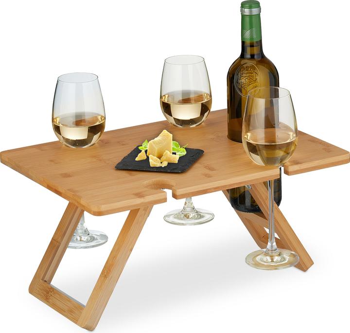 Actual product image Relaxdays Picnic wine table (Wine bottle holder)