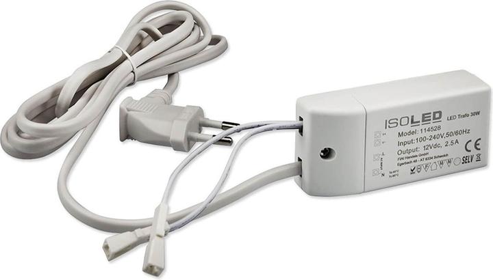 Immagine prodotto Isoled Trasformatore LED MiniAMP 12V/DC, 0-30W, cavo da 200 cm con spina piatta, secondario 2 prese femmina