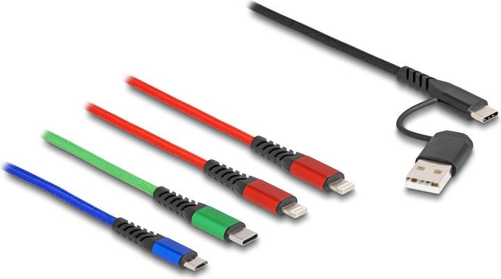 Immagine prodotto Delock Cavo di ricarica USB 10,20 cm (4"") 1 USB Type-A + USB-C™ a 2 x Lightning™ / Micro USB / USB (1.20 m, USB 2.0)