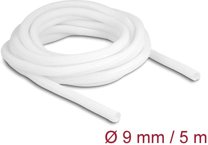 Delock Geflechtschlauch selbstschliessend 5 m x 9 mm weiss (Kabelschlauch, 500 cm)