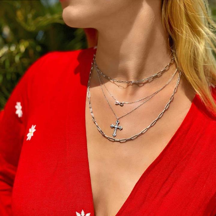 Immagine prodotto Candy Collana di graffette Sanda, argento 925 (Argento 925, 42 - 45 cm)
