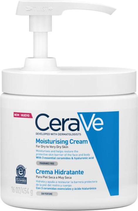 CeraVe Feuchtigkeitscreme: Reichhaltige Creme für trockene bis sehr trockene Haut für Gesicht und Körper (Körpercreme, 454 ml)