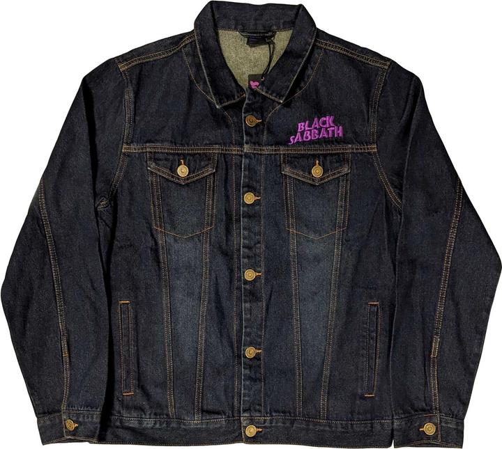 Music Brand Unisex Adult Wavy Logo Denim Jacket (L)