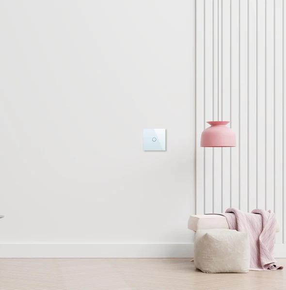 Actual product image Spring One Gang, One Way Touch Switch, Glass White