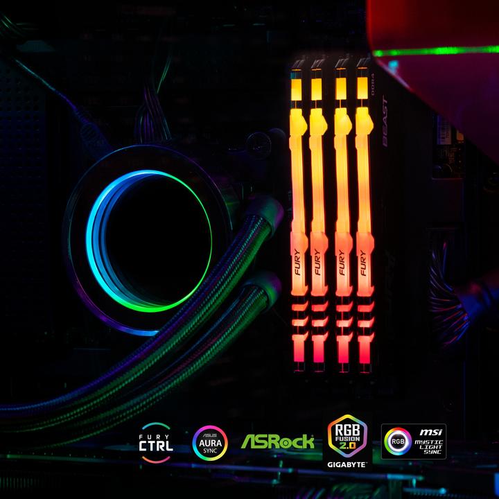 Immagine prodotto Kingston FURY Beast RGB (2 x 32GB, 3600 MHz, DDR4-RAM, DIMM)
