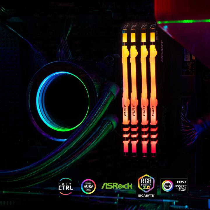 Actual product image Kingston FURY Beast RGB (4 x 8GB, 2666 MHz, DDR4-RAM, DIMM)
