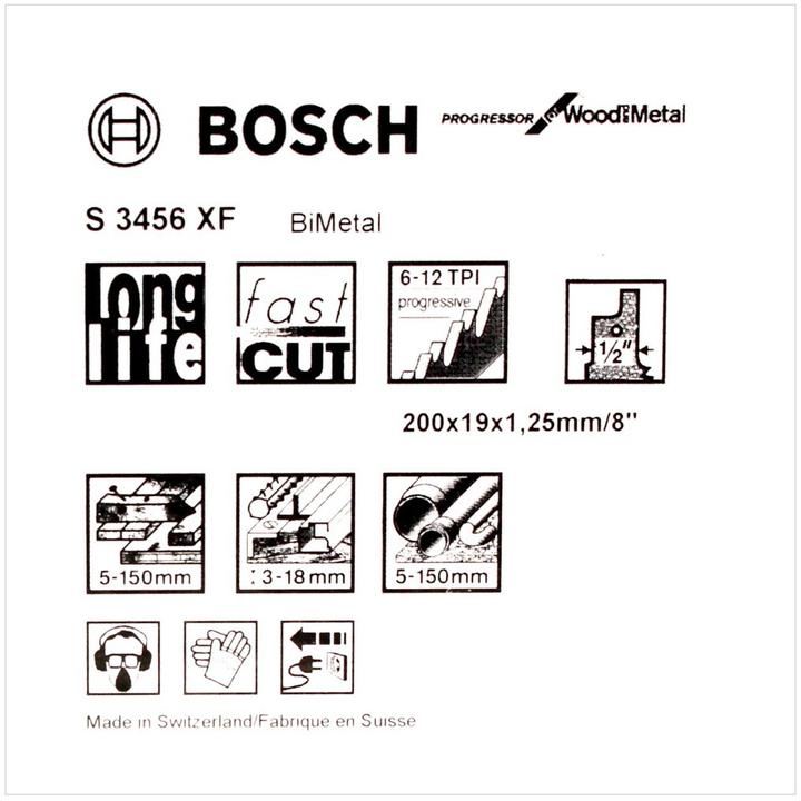 Immagine prodotto Bosch Professional Zubehör Lama di sega S 3456 XF, Progressore per legno e metallo, confezione da 5