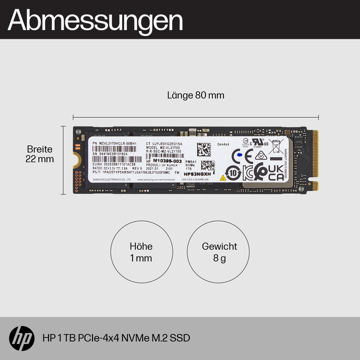Actual product image HP 1TB PCIe4x4 NVMe M.2 SSD (1000 GB, M.2 2280)